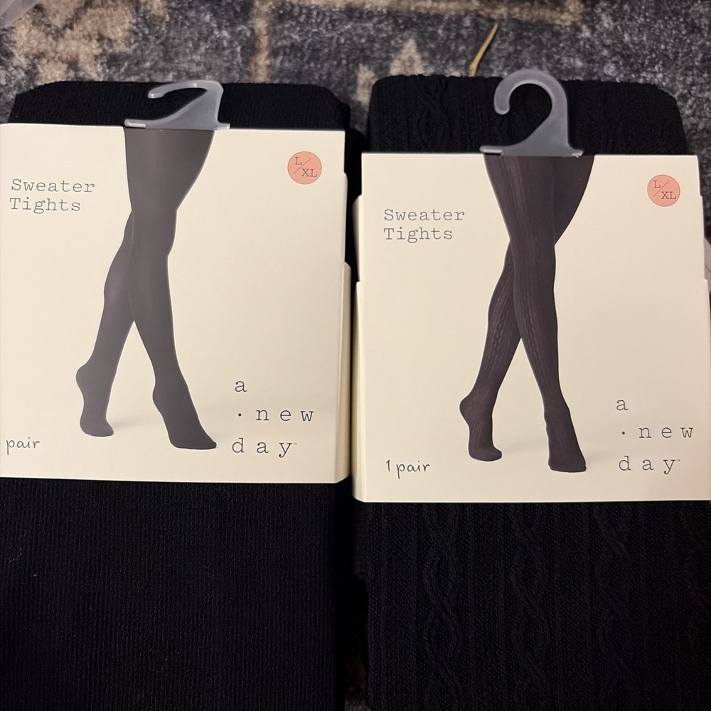 2 X Women's Knit Sweater Tights Black Size L / XL - A New Day Large